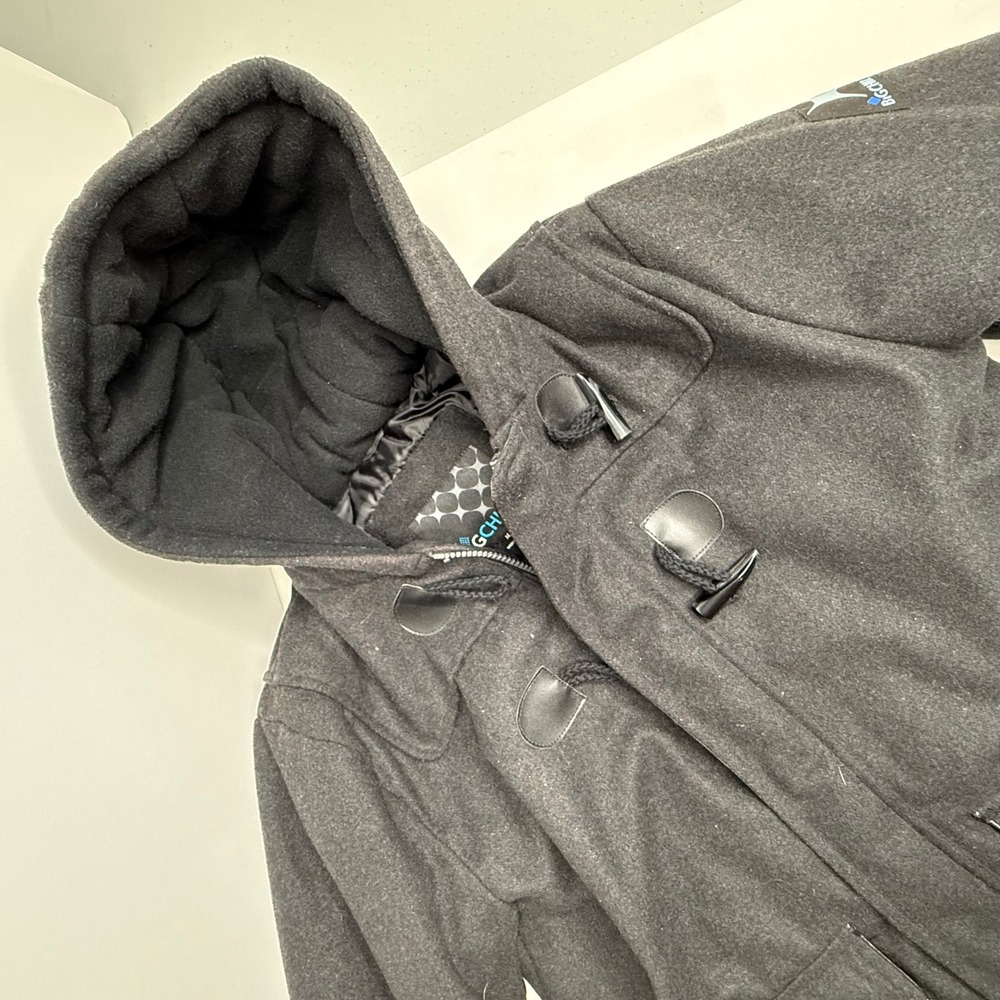 Big Chill Boys Charcoal Grey Hooded Duffle Coat Toggle Zip Jacket Size 14/16